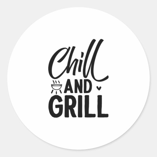 Chill en Grill BBQ Ronde Sticker (Voorkant)