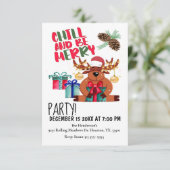 Chill en wees vrolijk kerstfeest uitnodiging (Staand voorkant)