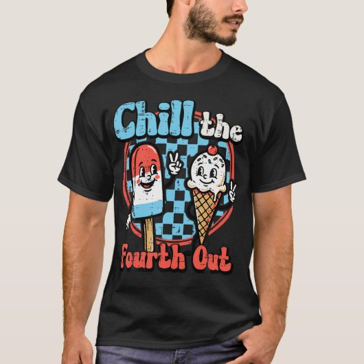 Chill Fourth Out Popsicle Ijs 4 juli T-shirt (Voorkant)