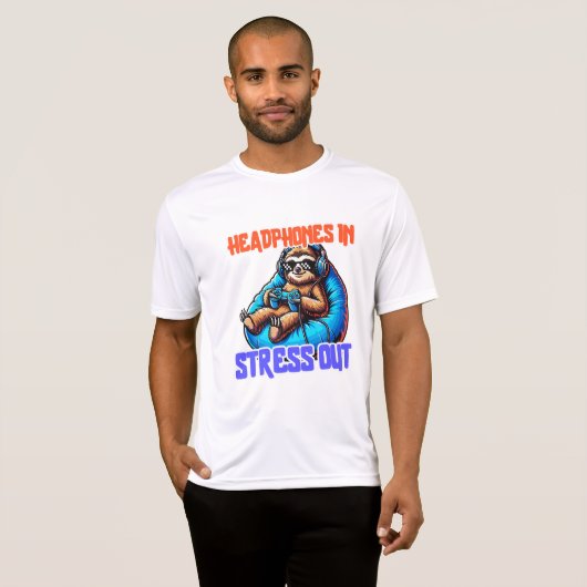 Chill Gamer Sloth Hoofdtelefoon Controller Ontspan T-shirt (Voorkant volledig)