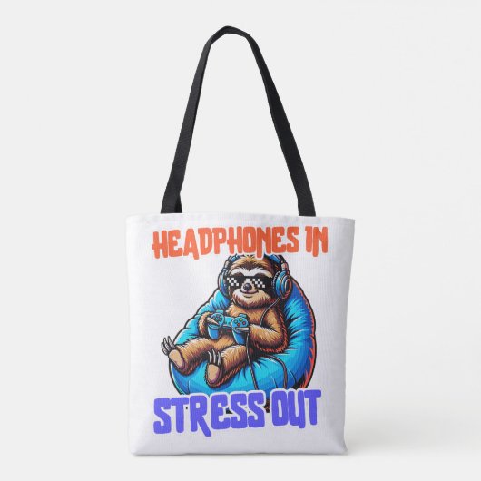 Chill Gamer Sloth Hoofdtelefoon Controller Ontspan Tote Bag (Achterkant)