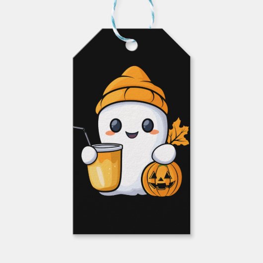 Chill Ghost Warm Coffee Gezellige Herfst Cadeaulabel (Voorkant)