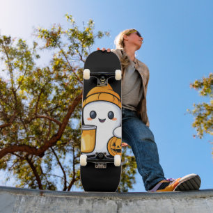 Chill Ghost Warm Coffee Gezellige Herfst Persoonlijk Skateboard