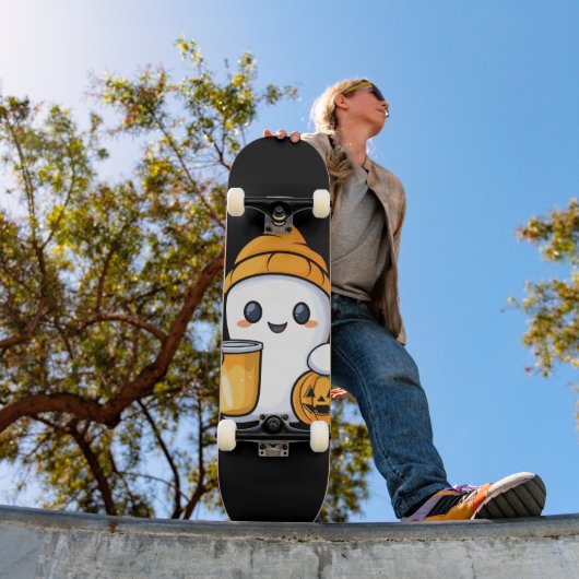 Chill Ghost Warm Coffee Gezellige Herfst Persoonlijk Skateboard (Buiten 1)