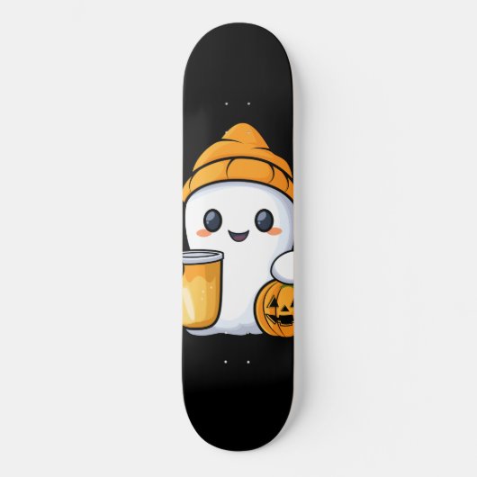 Chill Ghost Warm Coffee Gezellige Herfst Persoonlijk Skateboard (Voorkant)