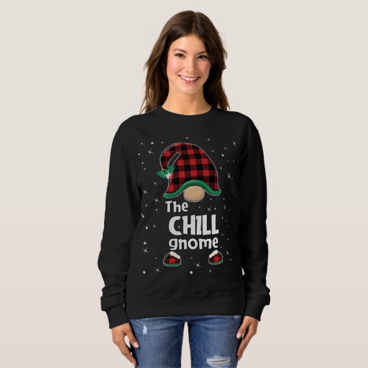 Chill Gnome Buffalo Pset Matching Kerstpajam Trui (Voorkant volledig)
