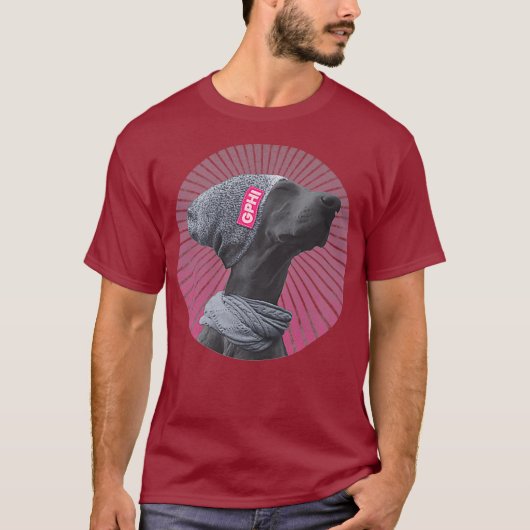 Chill Grappige Pensive Hipster Hond Hot Pink T-shirt (Voorkant)