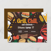 Chill Grill en Beer verjaardagsuitnodiging Kaart (Voorkant / Achterkant)