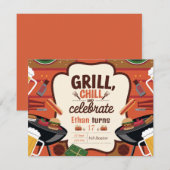 Chill Grill en Beer verjaardagsuitnodiging Kaart (Voorkant / Achterkant)