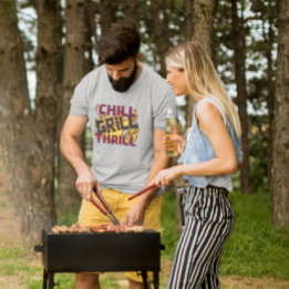 CHILL, GRILL, SPANNENDE ZOMERBARBECUE T-SHIRT