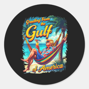 Chill Groeten uit de Golf van Amerika Patrio Ronde Sticker