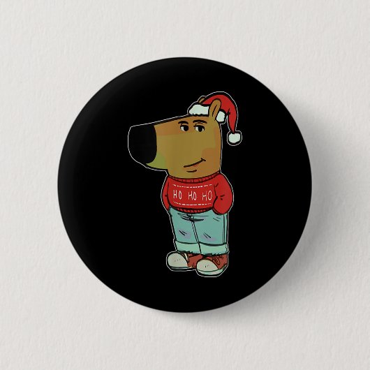 Chill Guy Meme met lelijke kersttrui  Ronde Button 5,7 Cm (Voorkant)