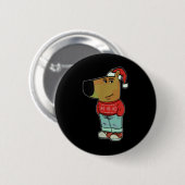 Chill Guy Meme met lelijke kersttrui  Ronde Button 5,7 Cm (Voorkant /achterkant)