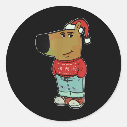 Chill Guy Meme Wearing Ugly Christmas Sweater  Ronde Sticker (Voorkant)
