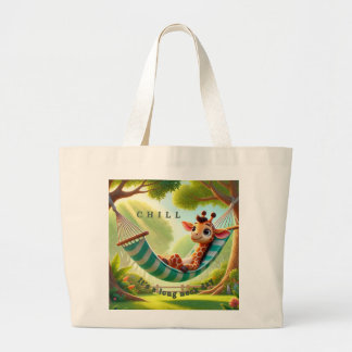 Chill - Het is een lange nek dag Giraffe Grote Tote Bag