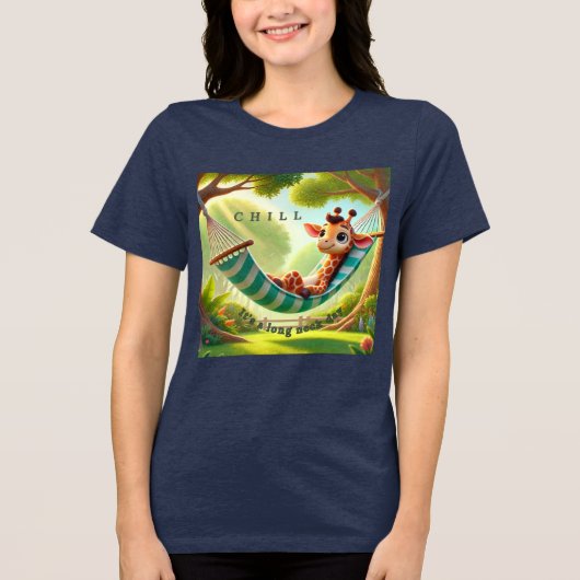 Chill - Het is een lange nek dag Giraffe Tri-Blend Shirt (Voorkant)
