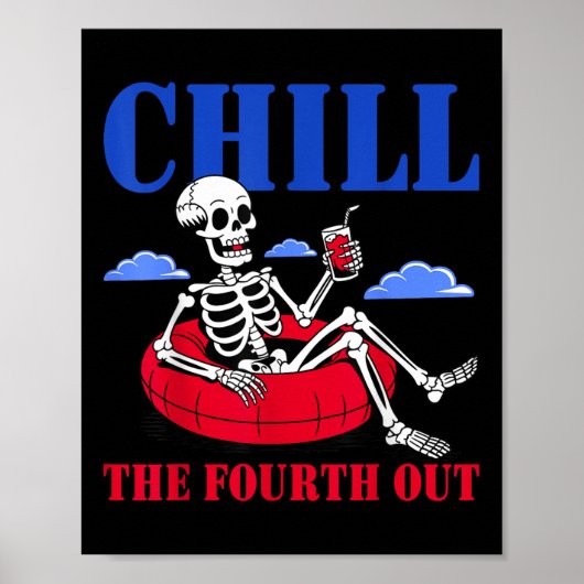 Chill het vierde uit skelet USA Patriotic 4th of Poster (Voorkant)