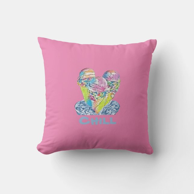 Chill Ice cream Throw Pillow Kussen (Voorkant)