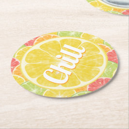 Chill Lemon Citrus Slices Ronde Kartonnen Onderzetter