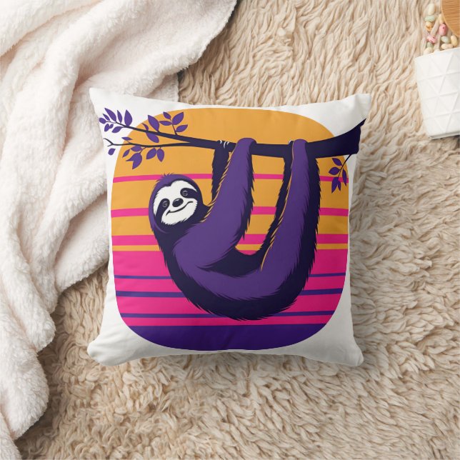 Chill Like A Sloth beroemd gemaakt door Retro Suns Kussen (Deken)