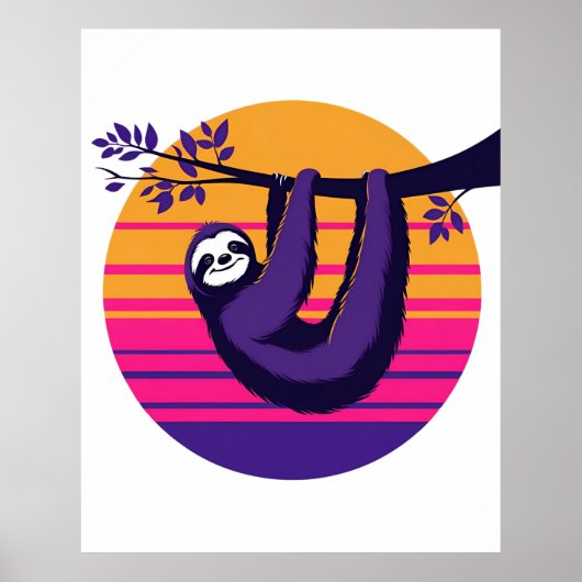Chill Like A Sloth beroemd gemaakt door Retro Suns Poster (Voorkant)