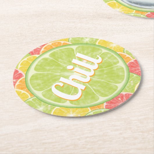 Chill Limoen Citrus Slices Ronde Kartonnen Onderzetter (Gebogen)
