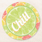 Chill Limoen Citrus Slices Ronde Kartonnen Onderzetter (Voorkant)