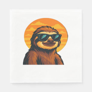 Chill Luiaard met Zonnebril - Retro Sunset Vibes C Servet