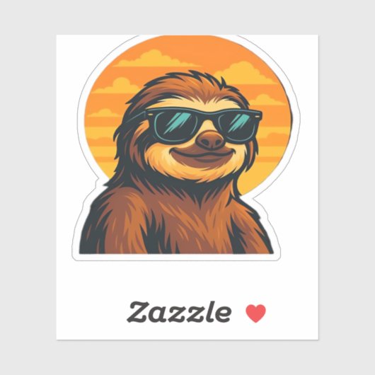 Chill Luiaard met Zonnebril - Retro Sunset Vibes C Sticker (Vel)