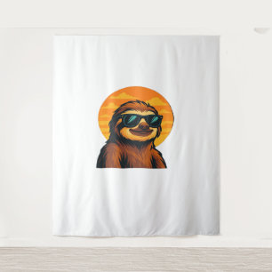 Chill Luiaard met Zonnebril - Retro Sunset Vibes C Wandkleed