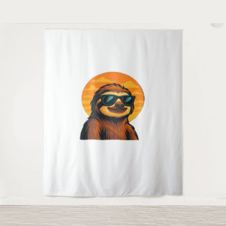 Chill Luiaard met Zonnebril - Retro Sunset Vibes C Wandkleed