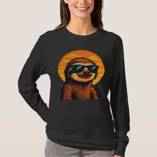 Chill luiaard met zonnebril - Retro zonsondergang  T-shirt