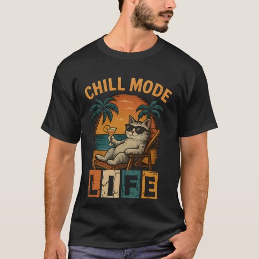 chill mod activated-A cat with glasses T-shirt (Voorkant)