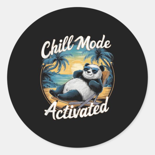Chill Mode geactiveerd Funny Panda Chilling in de  Ronde Sticker (Voorkant)