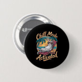 Chill Mode geactiveerde kat met gels op het strand Ronde Button 5,7 Cm (Voorkant /achterkant)