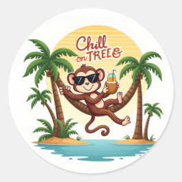 Chill Monkey Cartoon Oerwoud Sticker