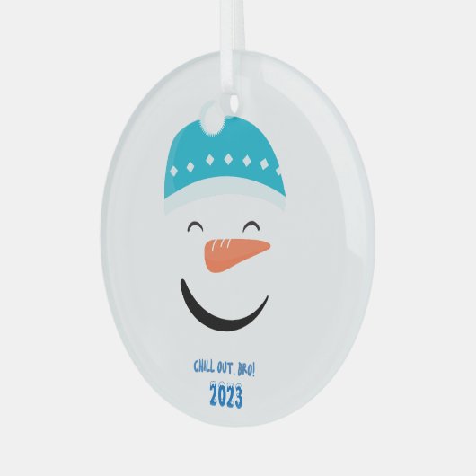 Chill Out Bro Snowman Glas Ornament (Voorkant links)