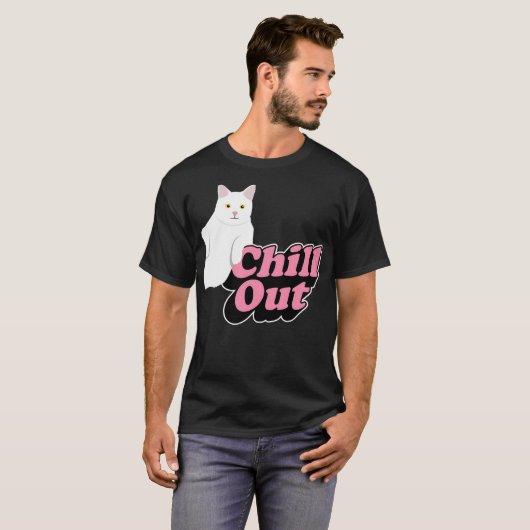 Chill Out - Chillin' Retro kat in roze en T-shirt (Voorkant volledig)