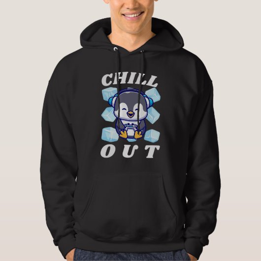 Chill Out Cute Penguin with Ice Cubes Hoodie (Voorkant)