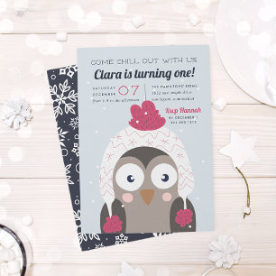 Chill Out   Katte Winter Owl Birthday Kaart