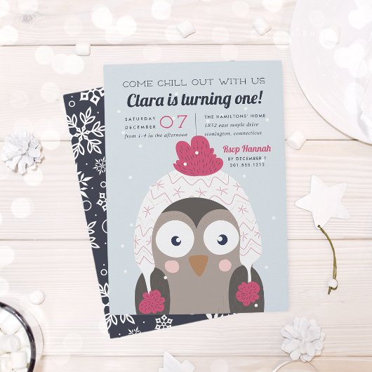 Chill Out | Katte Winter Owl Birthday Kaart