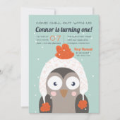 Chill Out | Katte Winter Owl Birthday Kaart (Voorkant)