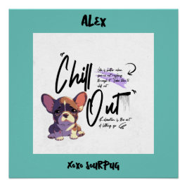 Chill out motivatie quote roze blauwgroen aquarel perfect poster