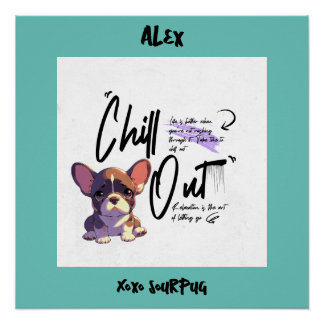 Chill out motivatie quote roze blauwgroen aquarel perfect poster