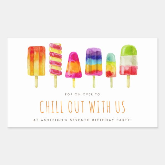 Chill Out Popsicle Party | Verjaardagsfeestje voor Rechthoekige Sticker (Voorkant)