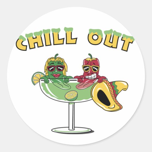 Chill Out Ronde Sticker (Voorkant)