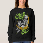 Chill Out Skeleton bij het roken van de maan Trui (Voorkant)