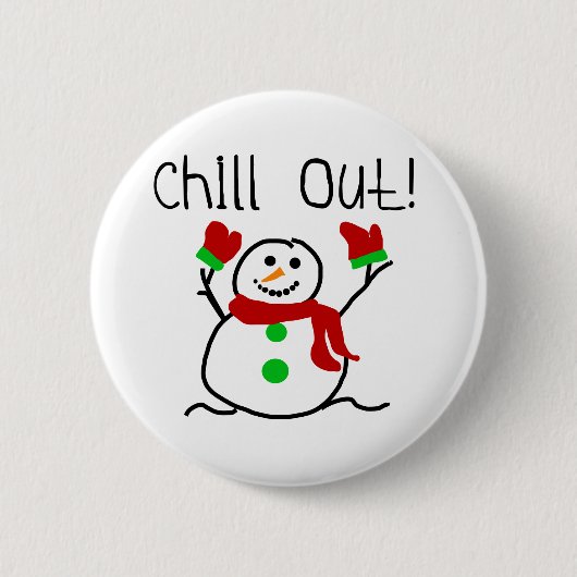 Chill Out Snowman Ronde Button 5,7 Cm (Voorkant)