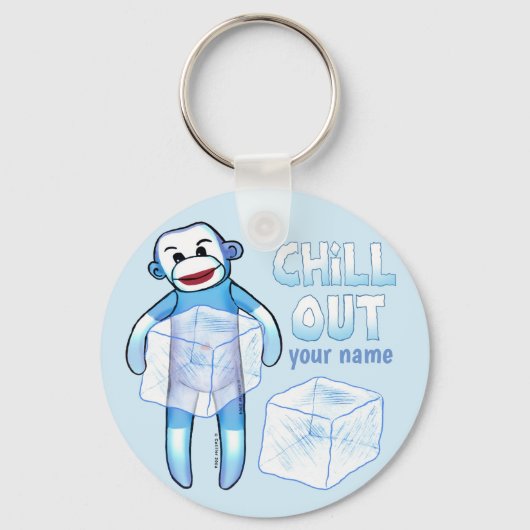 Chill Out Sock Monkey-sleutelhanger Sleutelhanger (Voorkant)