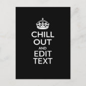 Chill-out voor Jouw tekst met Keep Calm Crown Blac Briefkaart (Voorkant)